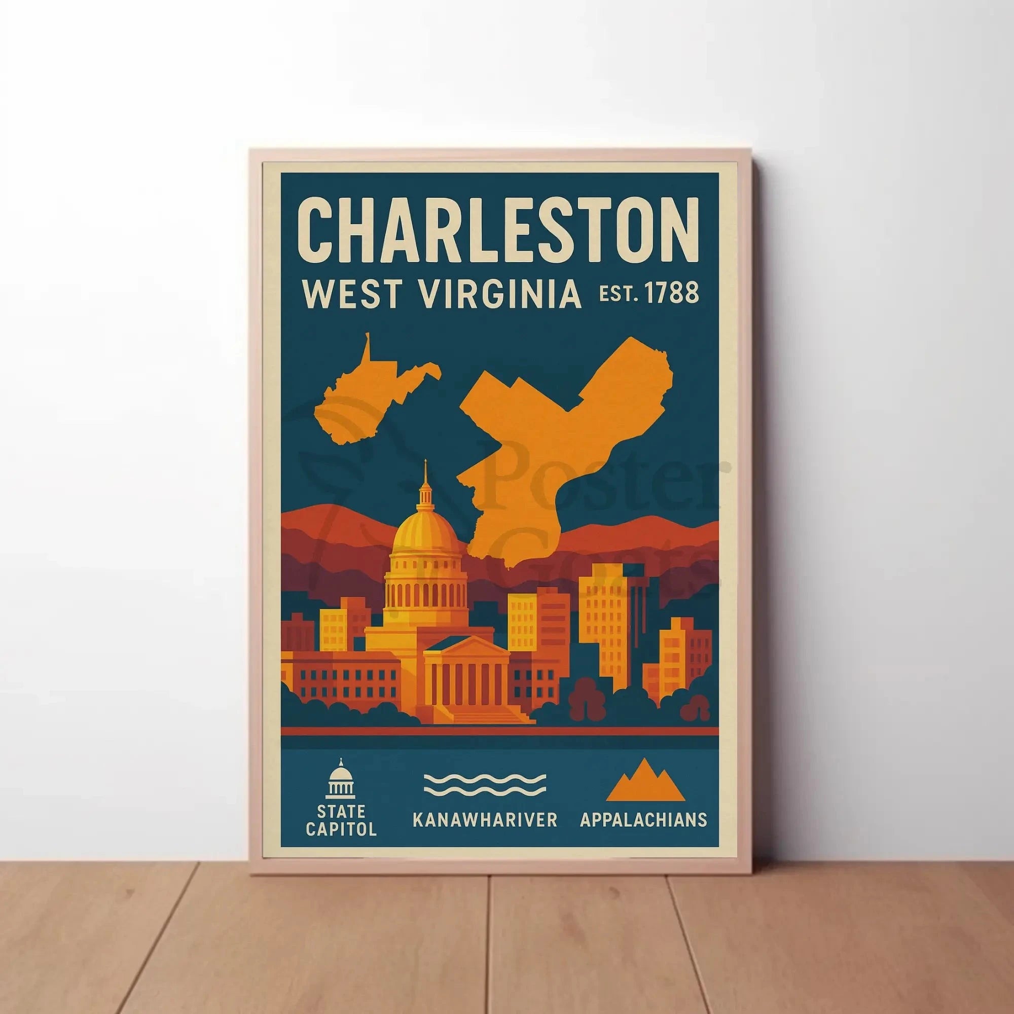 Charleston Vintage Travel West Virginia Art Poster
