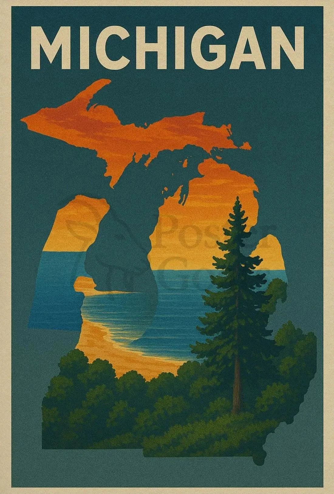 Michigan Scenic Vintage Travel Poster