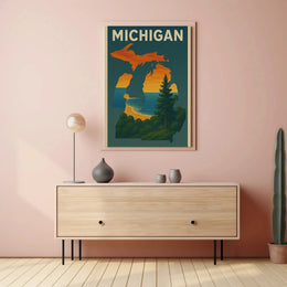 Michigan Scenic Vintage Travel Poster