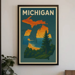 Michigan Scenic Vintage Travel Poster