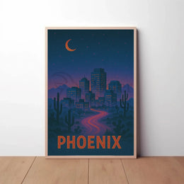 Phoenix Desert Night Journey Travel Poster