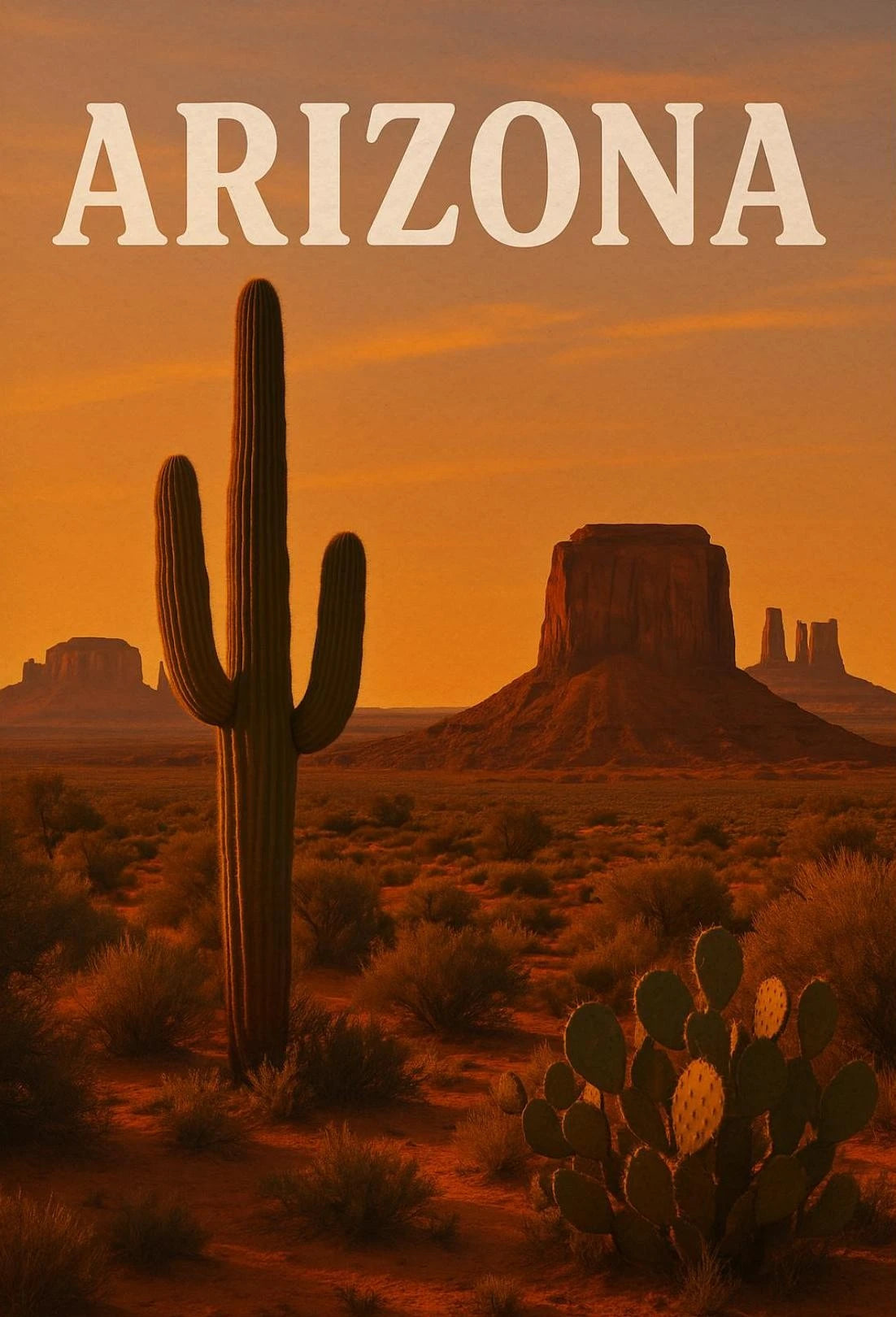 Arizona Desert Adventure Vintage Travel Poster