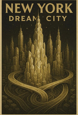 Dream City New York Skyline Poster Abstract Wall Art