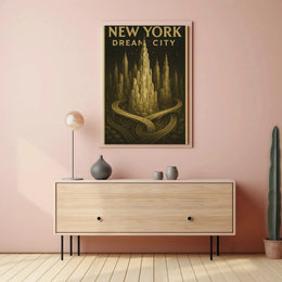 Dream City New York Skyline Poster Abstract Wall Art