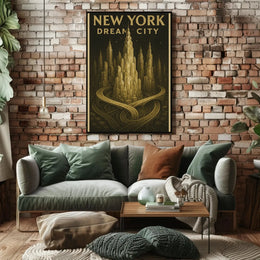 Dream City New York Skyline Poster Abstract Wall Art