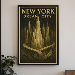 Dream City New York Skyline Poster Abstract Wall Art
