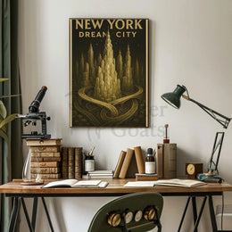 Dream City New York Skyline Poster Abstract Wall Art
