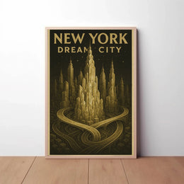 Dream City New York Skyline Poster Abstract Wall Art