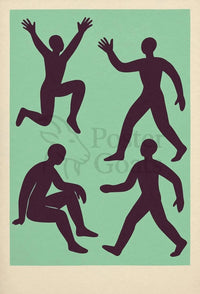 Dynamic Abstract Figures Mid-Century Artistic Poster