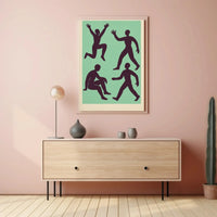 Dynamic Abstract Figures Mid-Century Artistic Poster