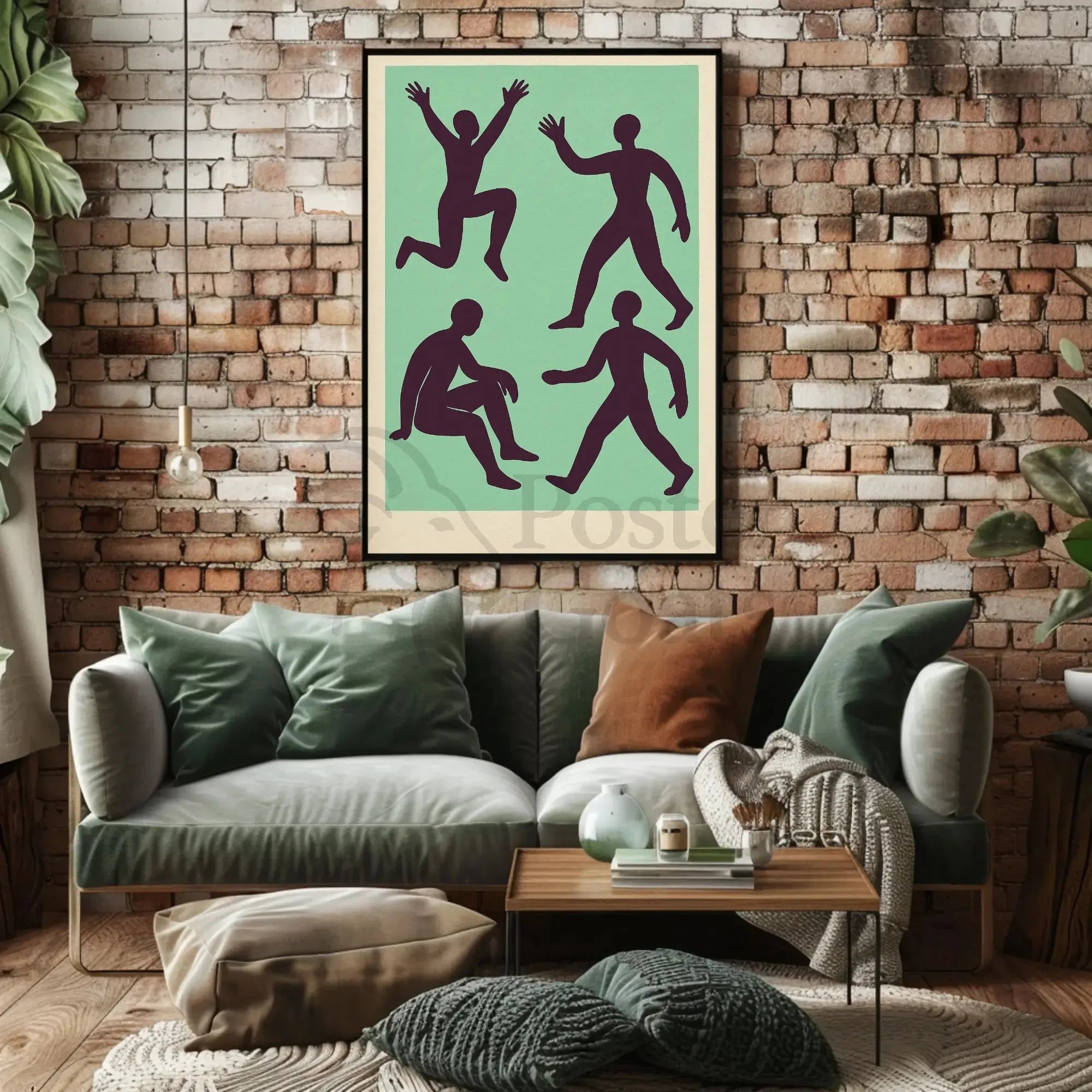 Dynamic Abstract Figures Mid-Century Artistic Poster