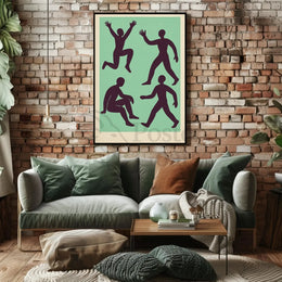 Dynamic Abstract Figures Mid-Century Artistic Poster