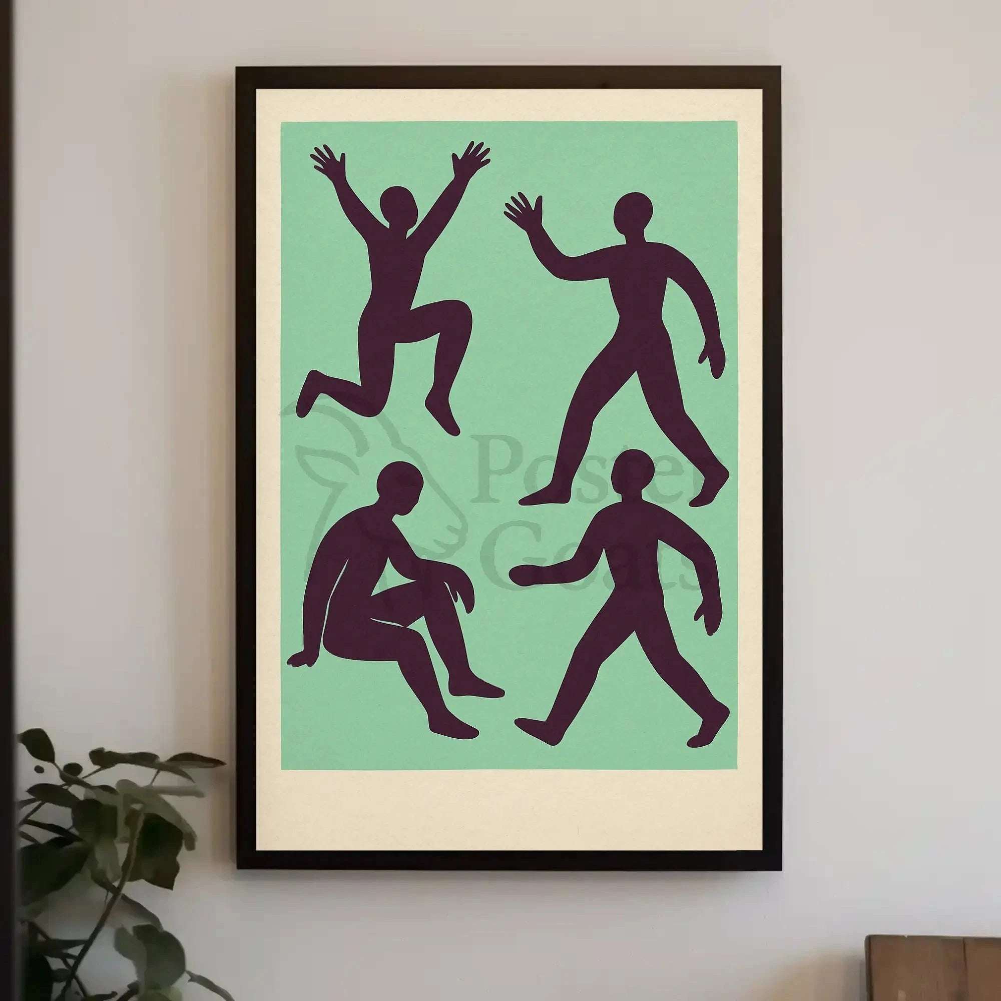 Dynamic Abstract Figures Mid-Century Artistic Poster