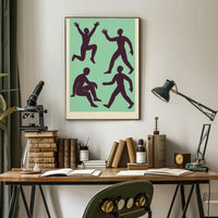 Dynamic Abstract Figures Mid-Century Artistic Poster