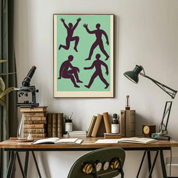 Dynamic Abstract Figures Mid-Century Artistic Poster