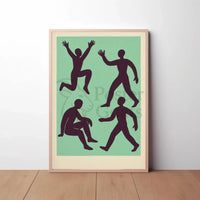 Dynamic Abstract Figures Mid-Century Artistic Poster