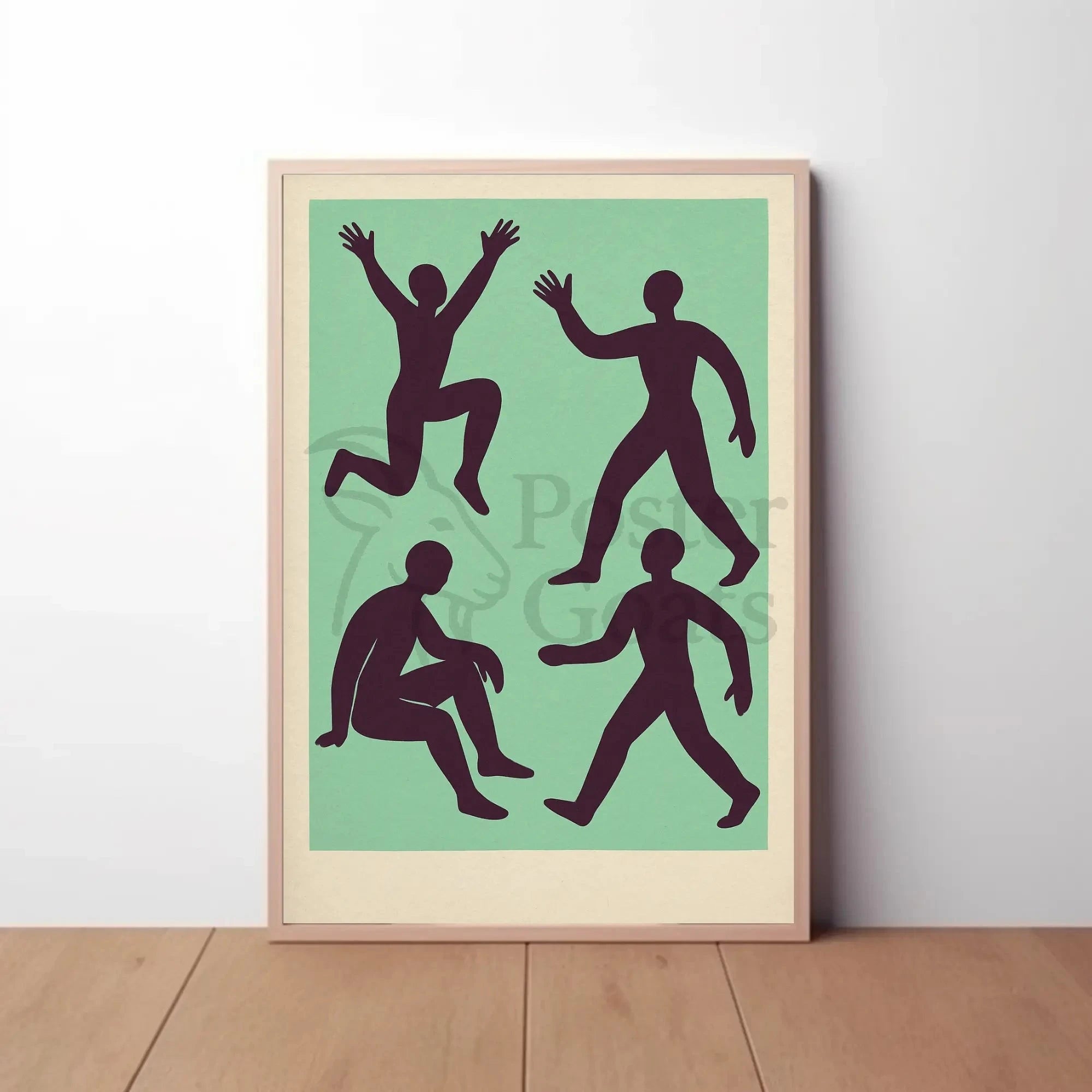 Dynamic Abstract Figures Mid-Century Artistic Poster