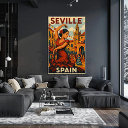 Flamenco Spirit Seville Travel Vintage Artistic Poster