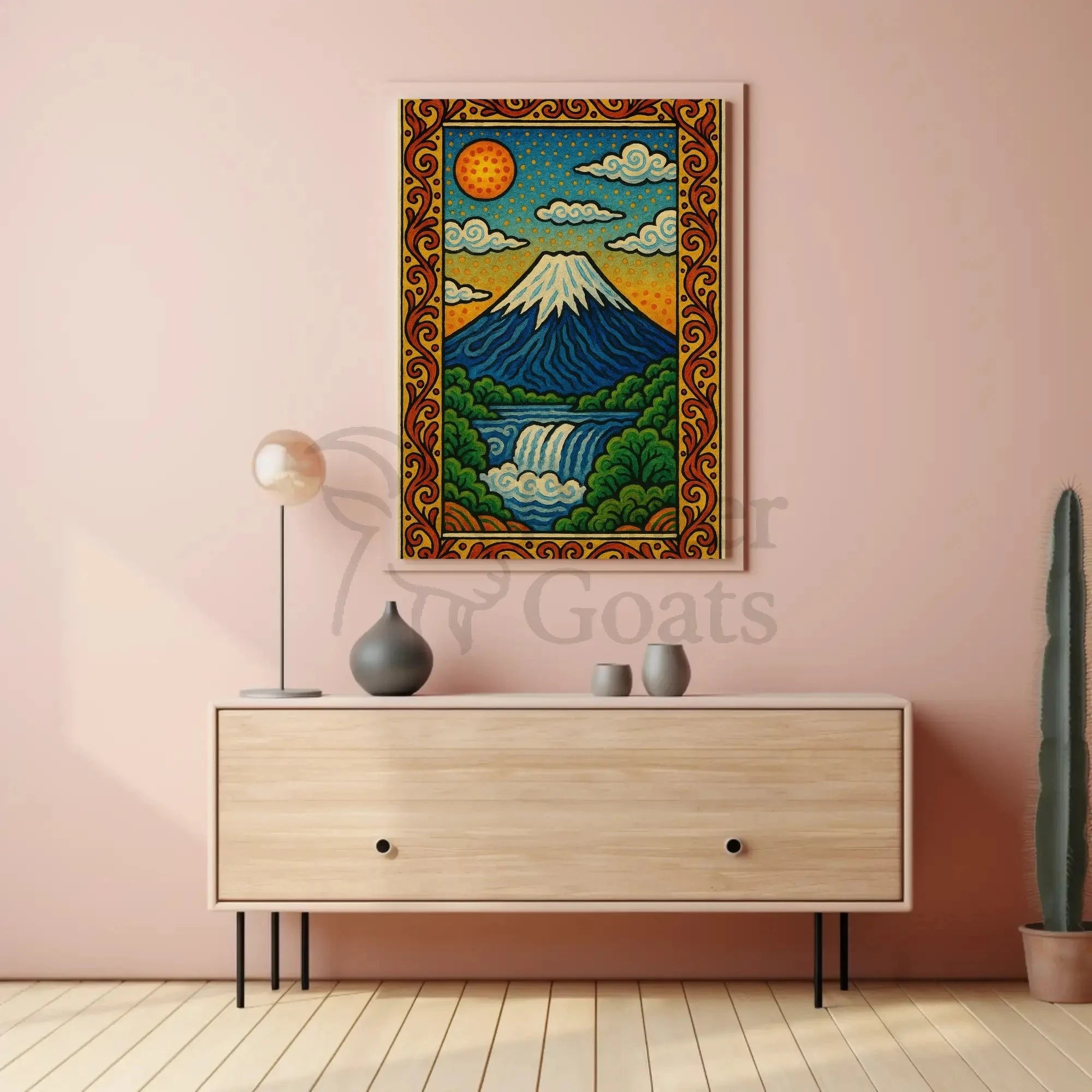 Mount Fuji Inspired Vibrant Landscape Art Poster