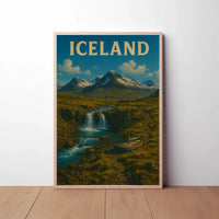 Iceland Landscape Adventure Vintage Travel Poster