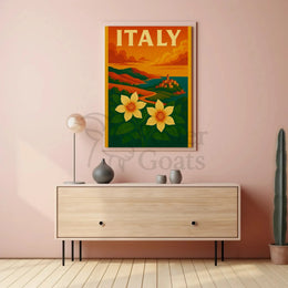 Scenic Italian Riviera Landscape with Nostalgic Travel Poster