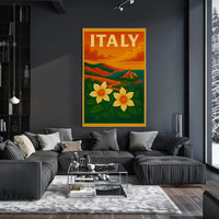 Scenic Italian Riviera Landscape with Nostalgic Travel Poster