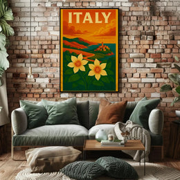 Scenic Italian Riviera Landscape with Nostalgic Travel Poster