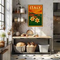 Scenic Italian Riviera Landscape with Nostalgic Travel Poster