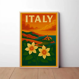 Scenic Italian Riviera Landscape with Nostalgic Travel Poster