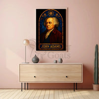 John Adams Stained-Glass Historical Tribute Poster