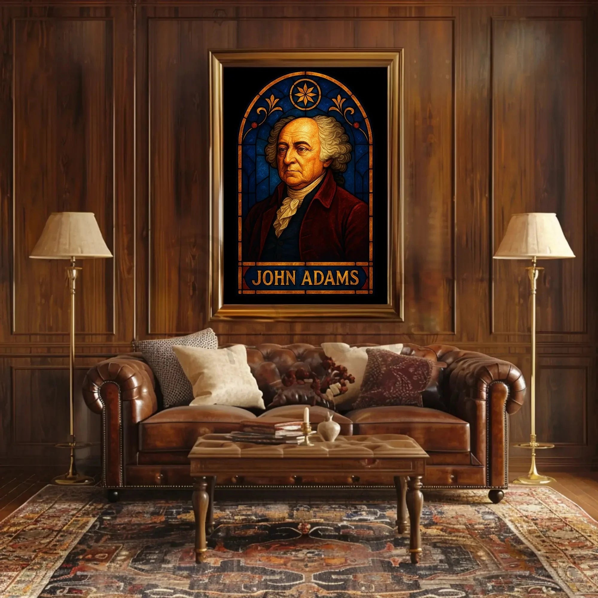 John Adams Stained-Glass Historical Tribute Poster