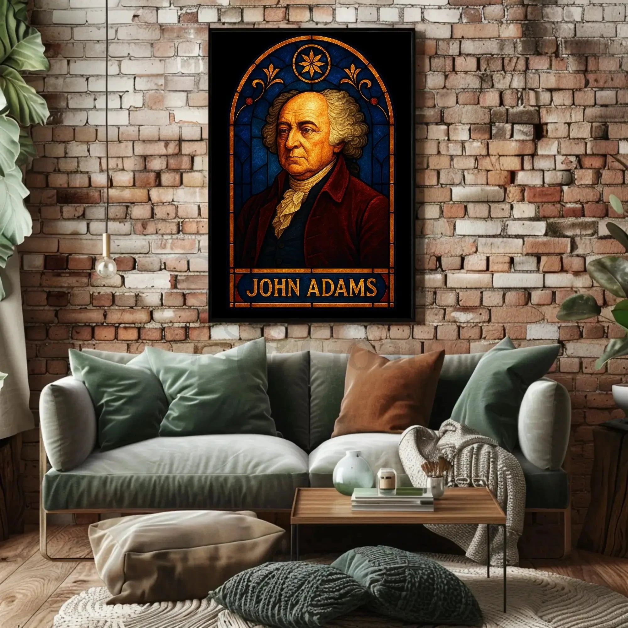 John Adams Stained-Glass Historical Tribute Poster