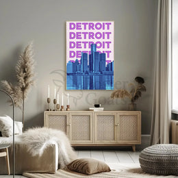 Detroit Skyline Urban Vibes Abstract, Artistic, or Pop Culture Poster