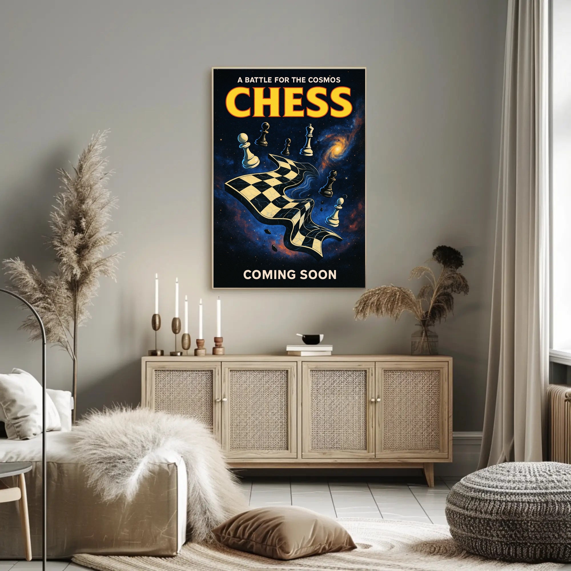 A Battle for the Cosmos Chess Poster Wall Art PosterGoat