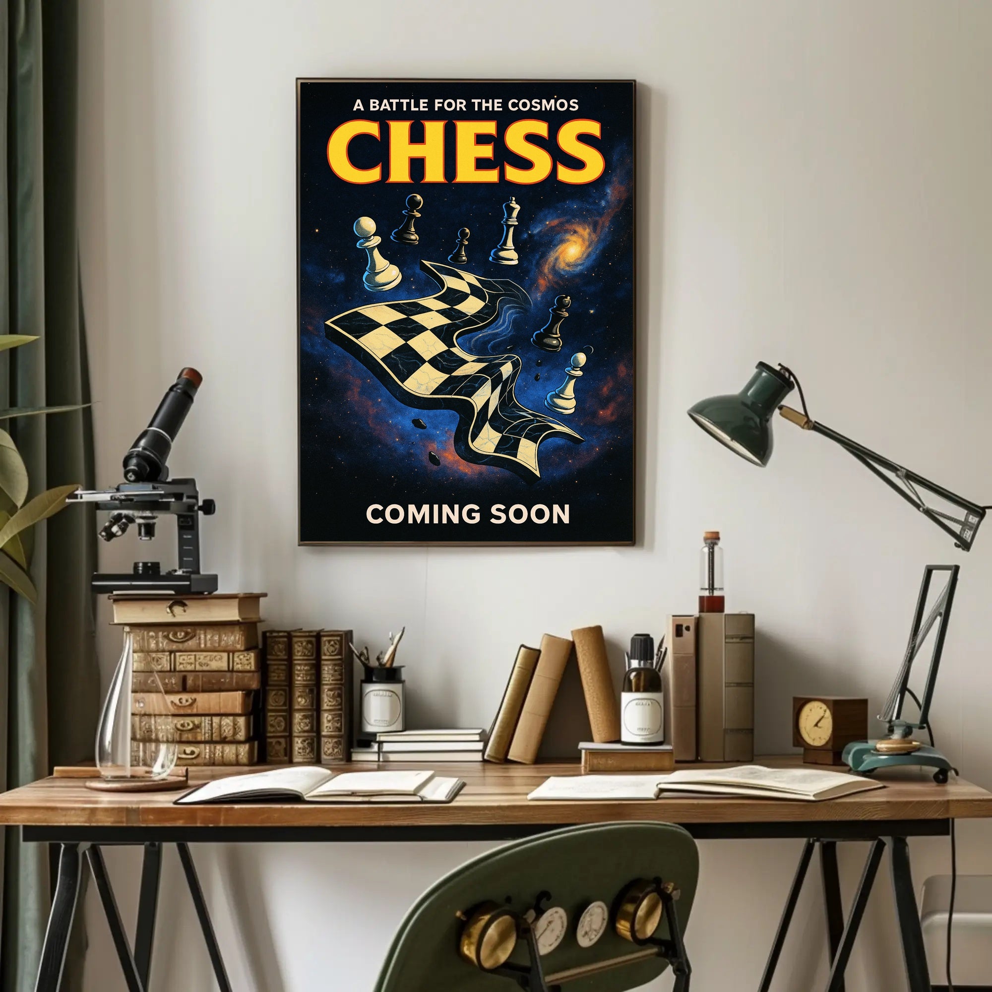 A Battle for the Cosmos Chess Poster Wall Art PosterGoat