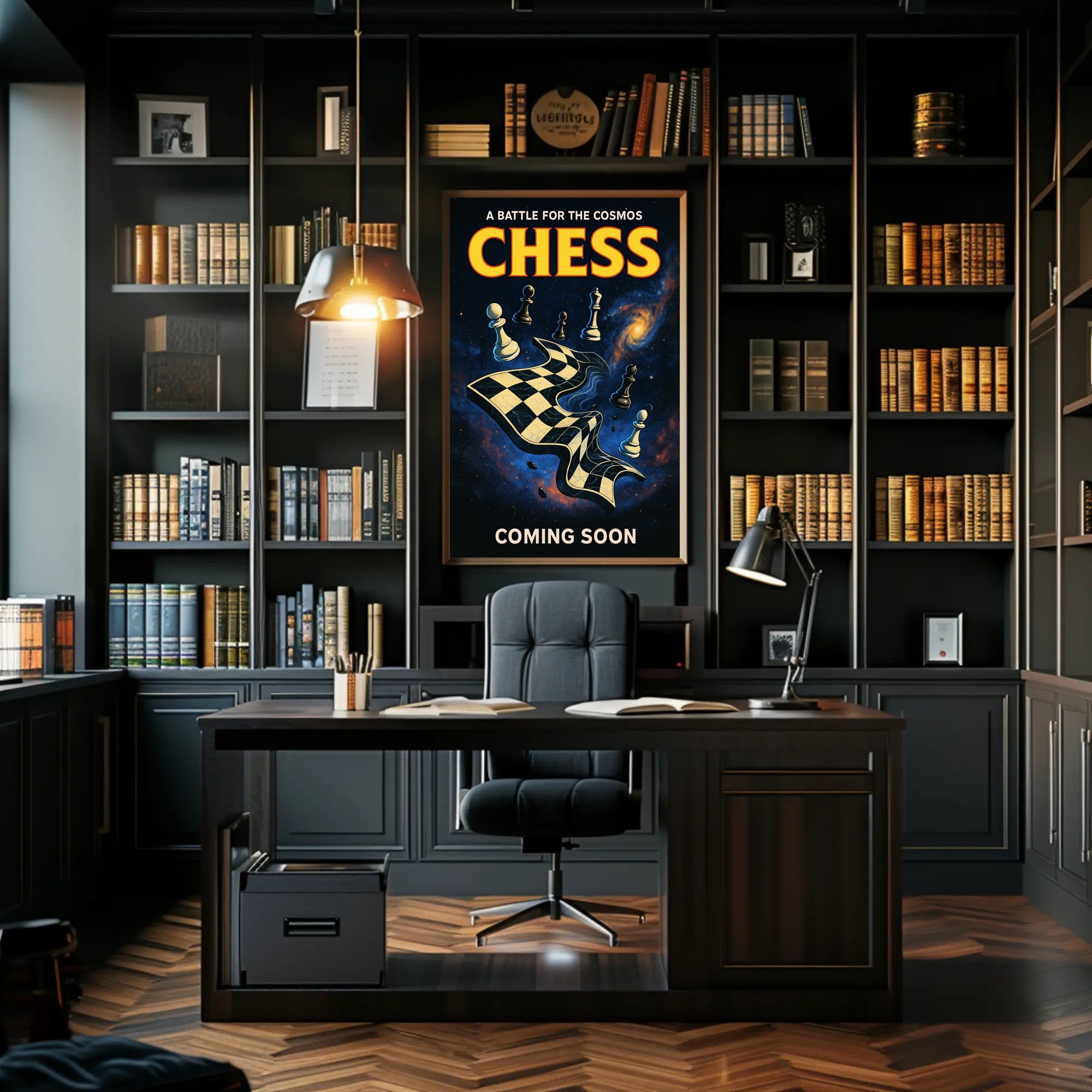 A Battle for the Cosmos Chess Poster Wall Art PosterGoat