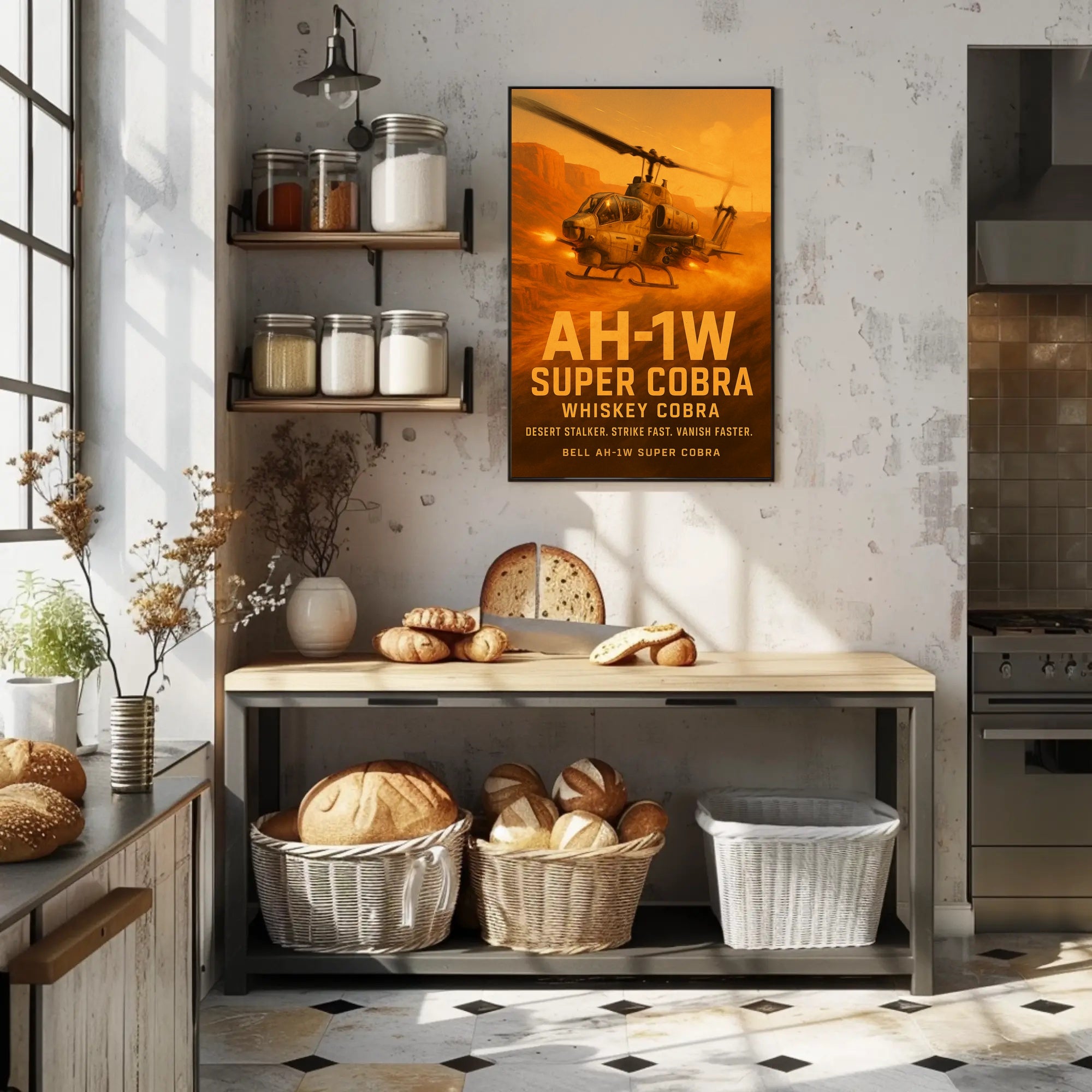 AH-1W Super Cobra in Action Military Recruitment Poster PosterGoat