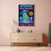 ATOMIC UFO Tacos Retro Pop Culture Poster PosterGoat