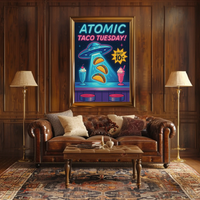 ATOMIC UFO Tacos Retro Pop Culture Poster PosterGoat