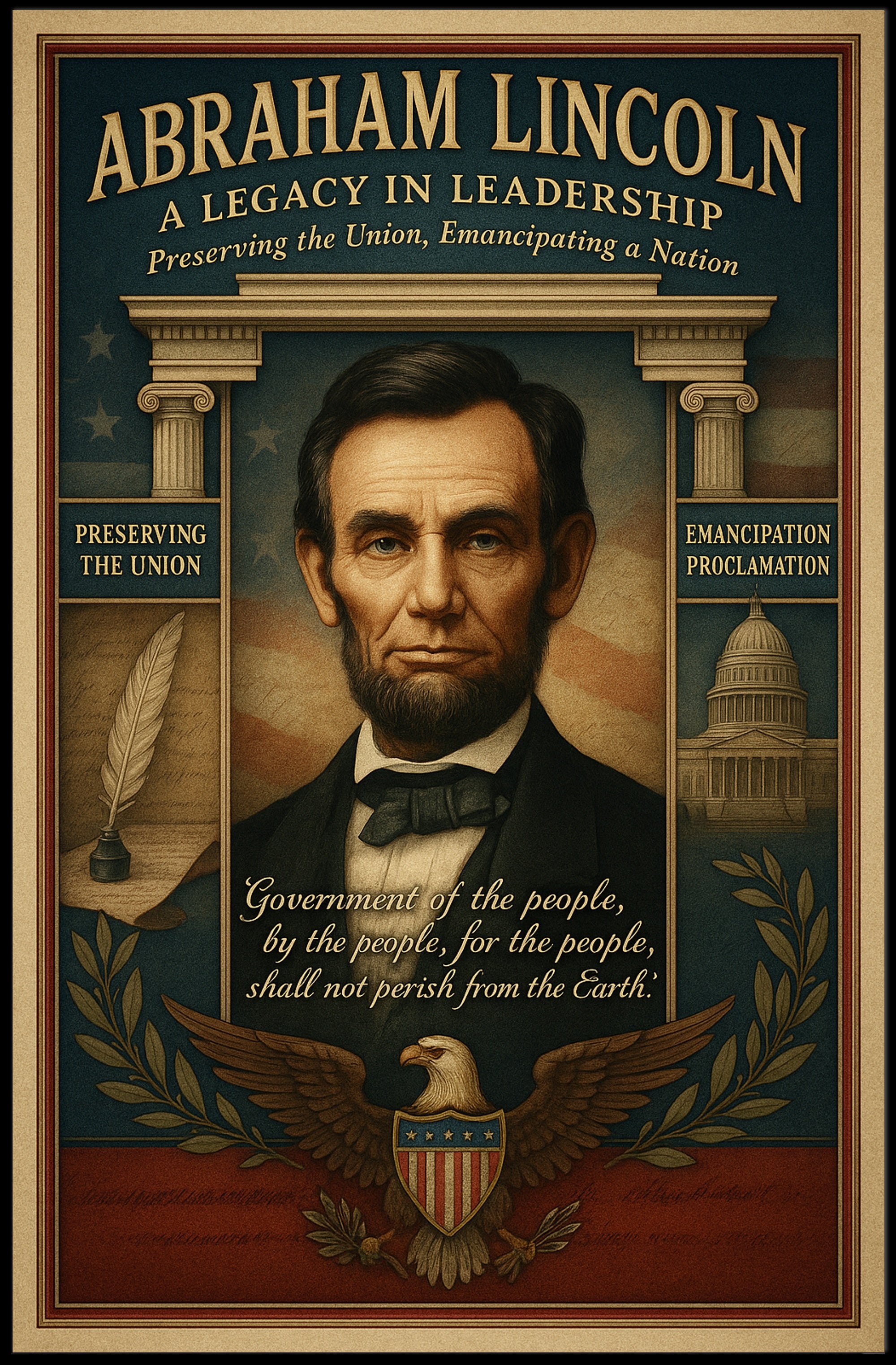 Abraham Lincoln A Legacy in Leadership Poster PosterGoat