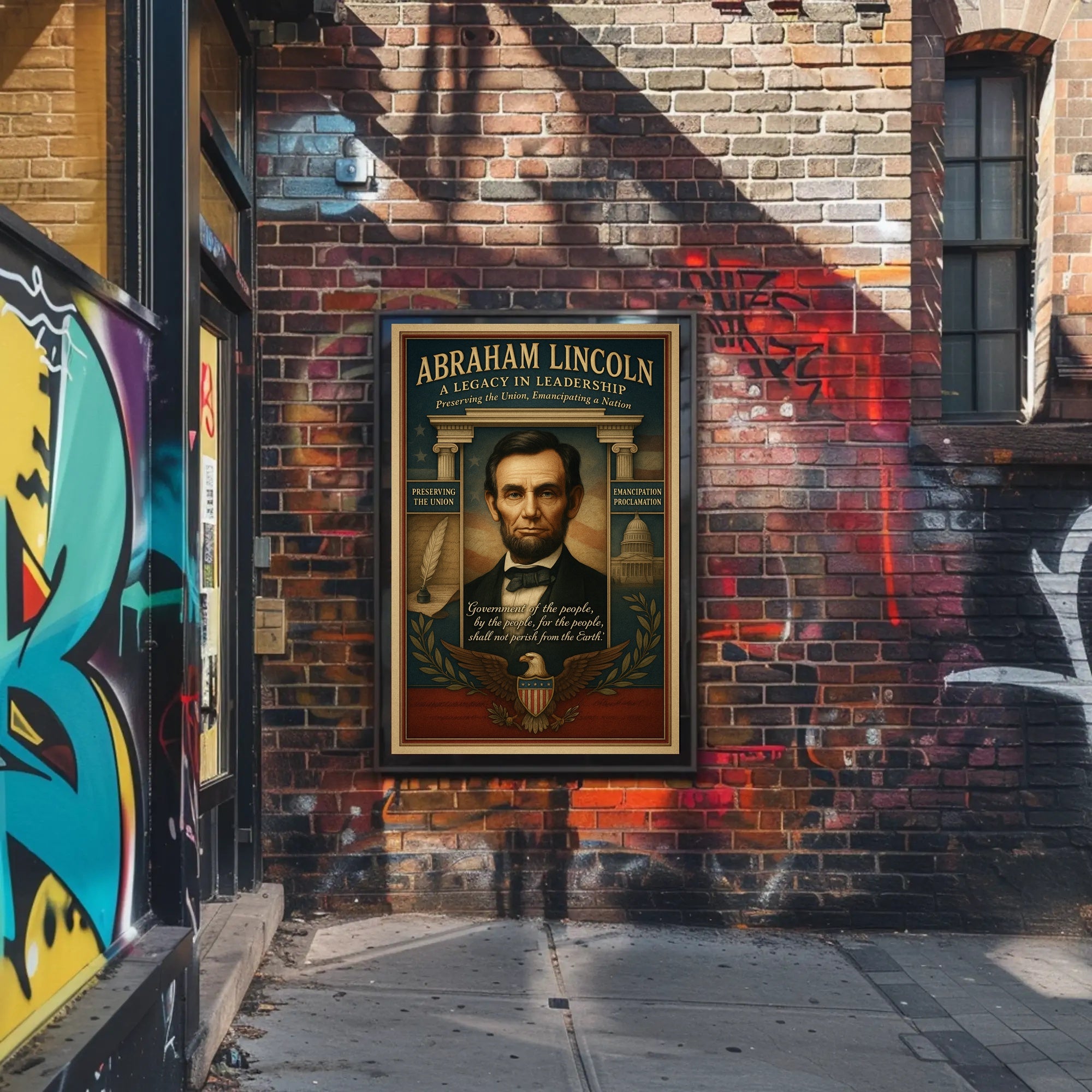 Abraham Lincoln A Legacy in Leadership Poster PosterGoat