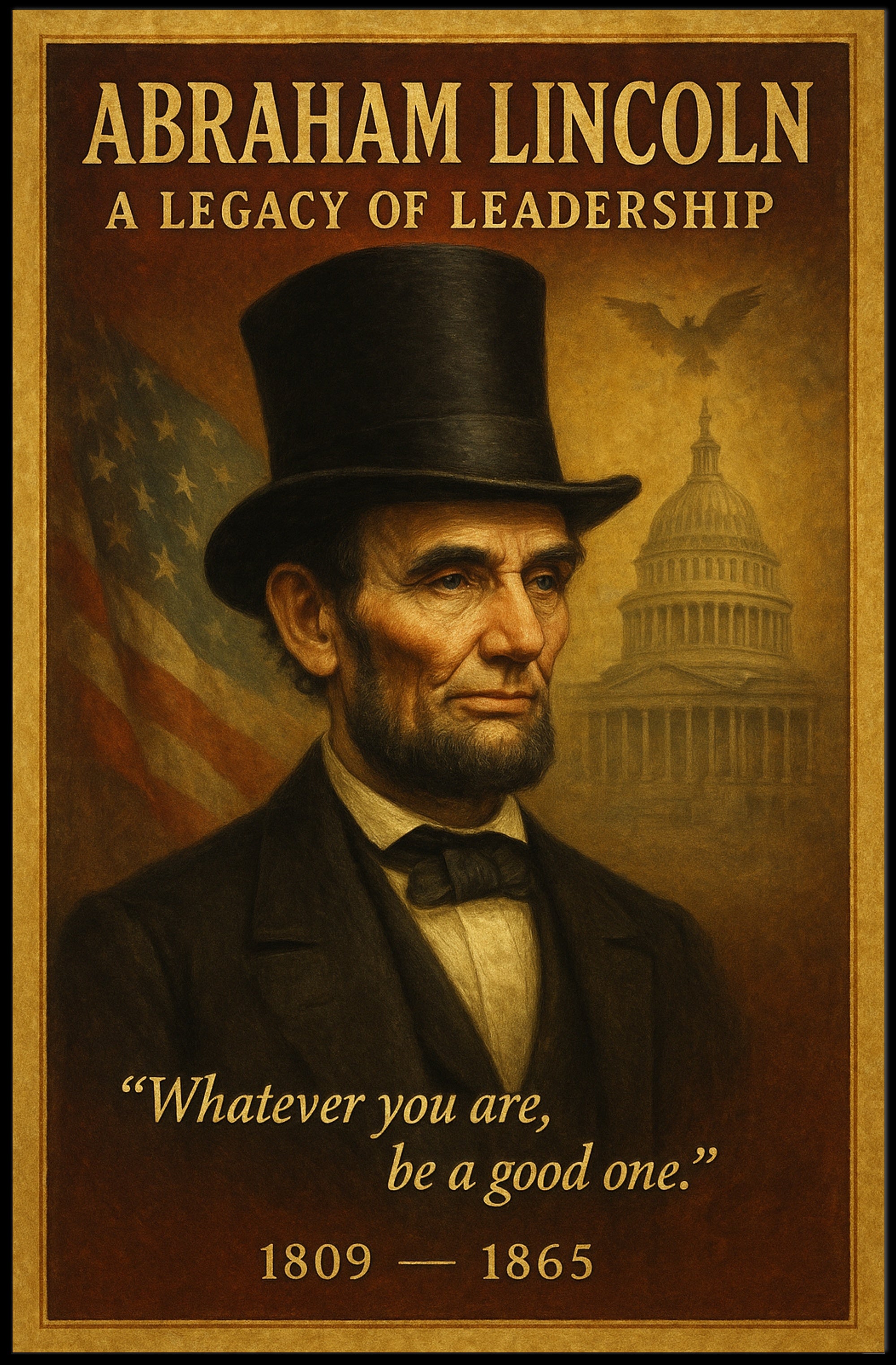 Abraham Lincoln A Legacy of Leadership Poster PosterGoat