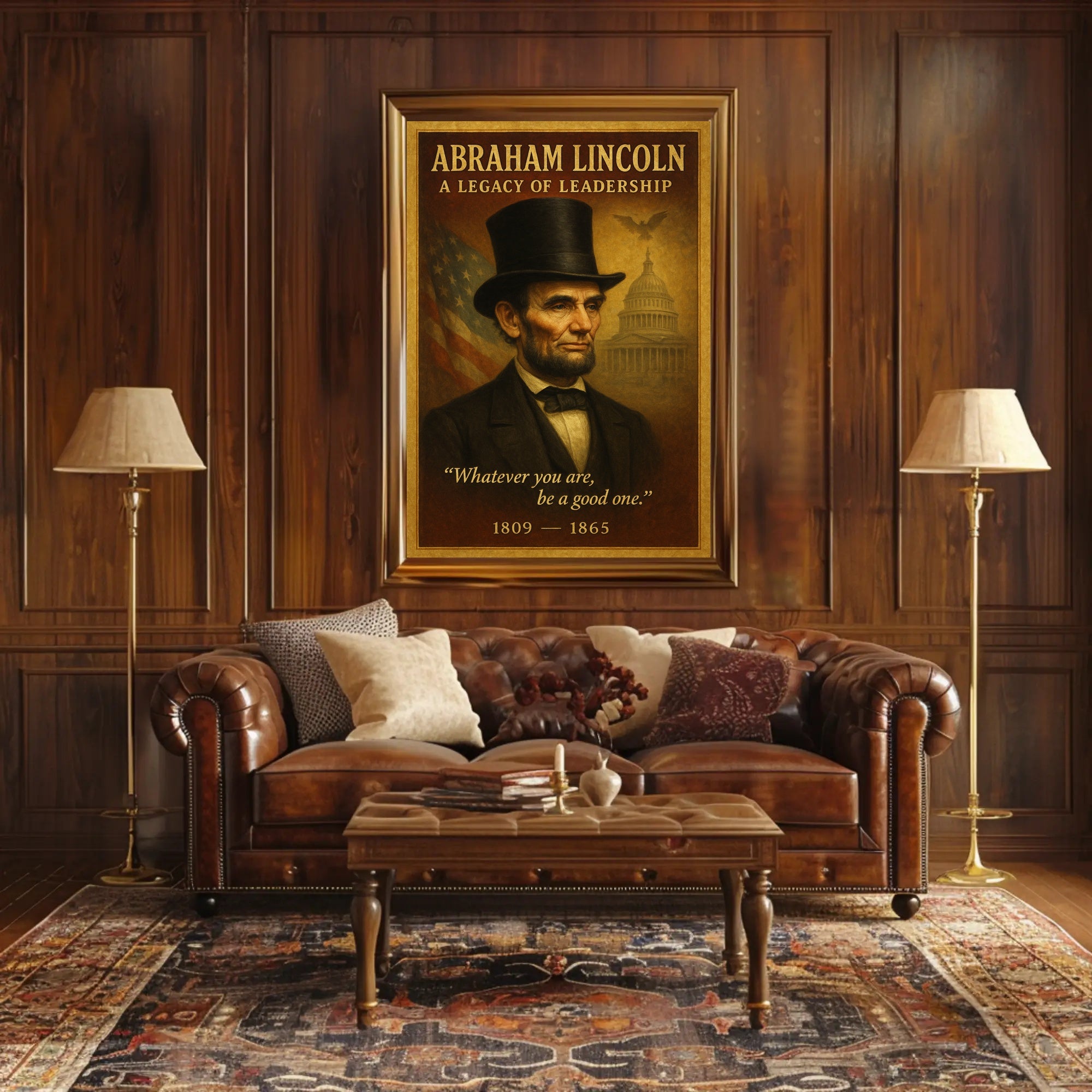 Abraham Lincoln A Legacy of Leadership Poster PosterGoat