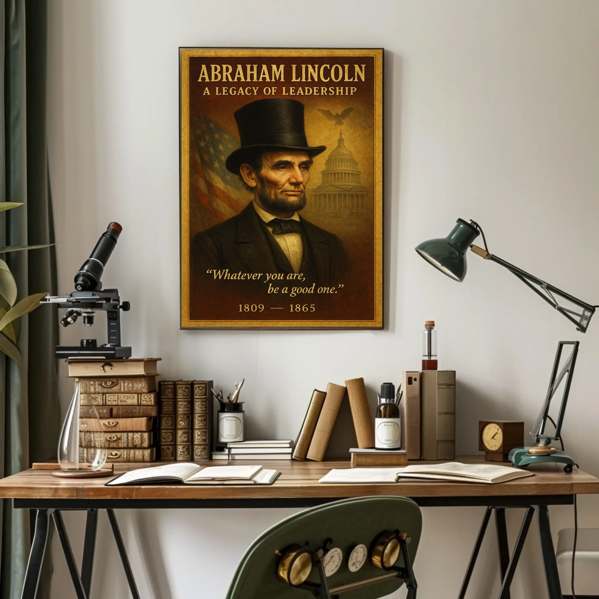 Abraham Lincoln A Legacy of Leadership Poster PosterGoat