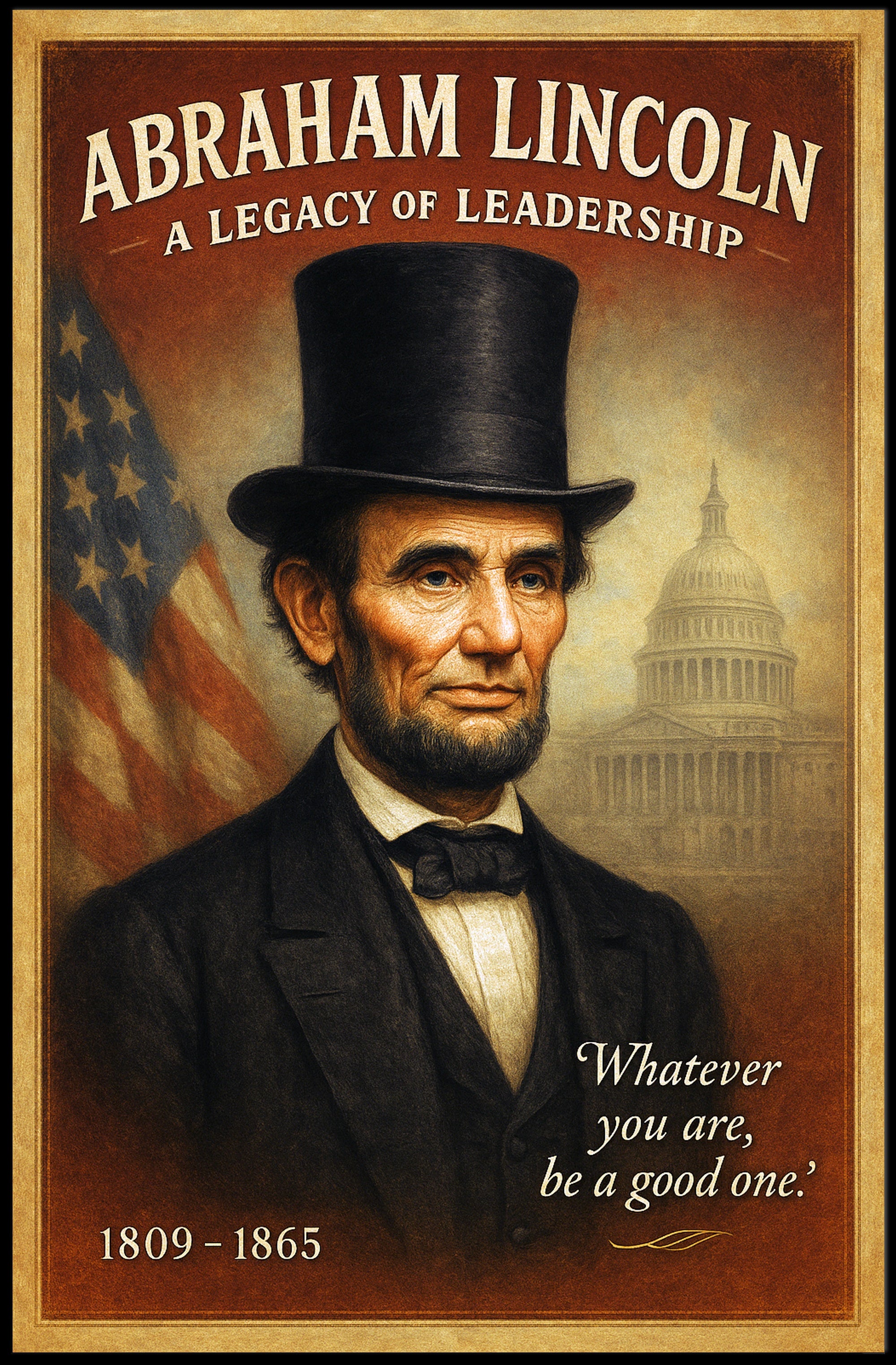 Abraham Lincoln A Legacy of Leadership Poster PosterGoat