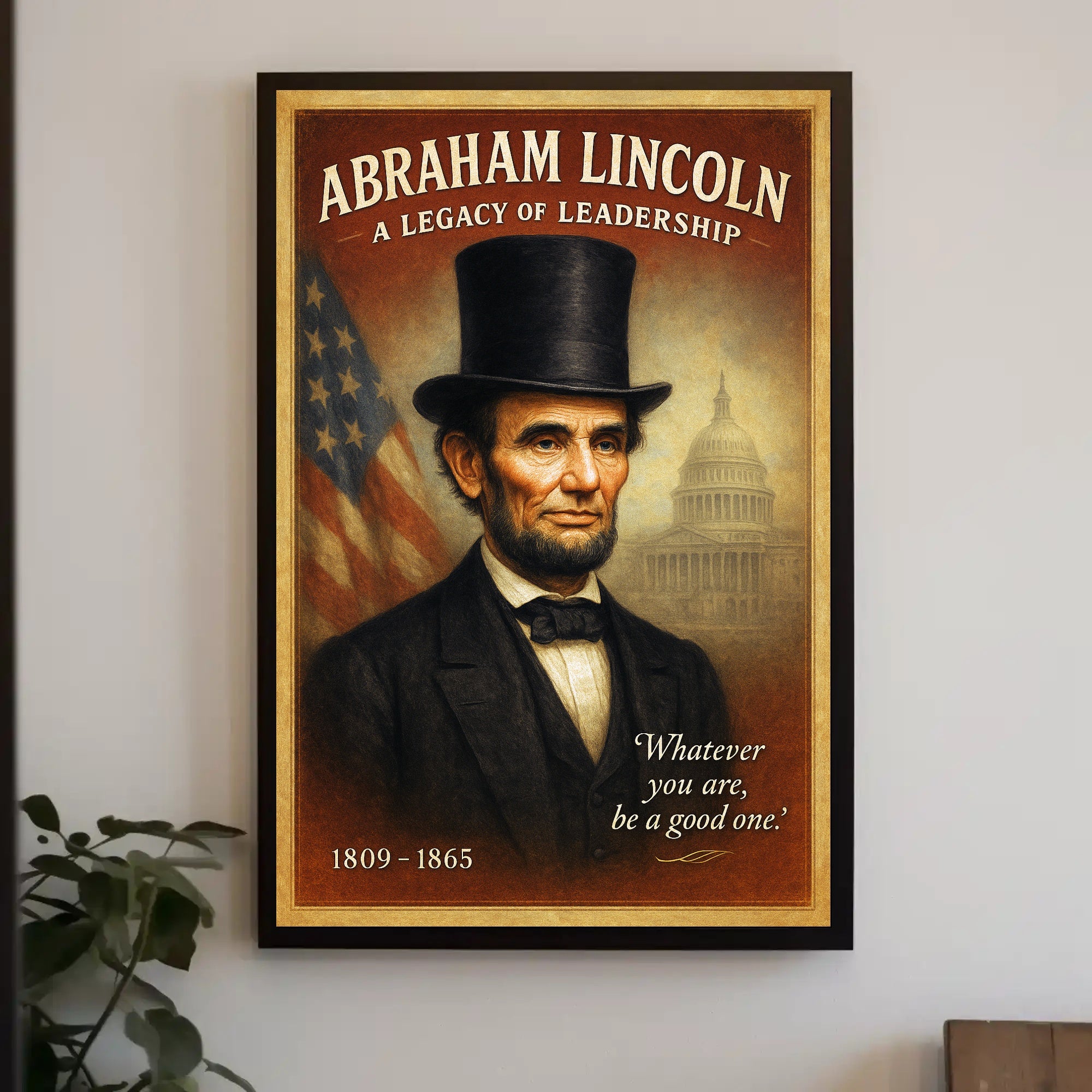 Abraham Lincoln A Legacy of Leadership Poster PosterGoat