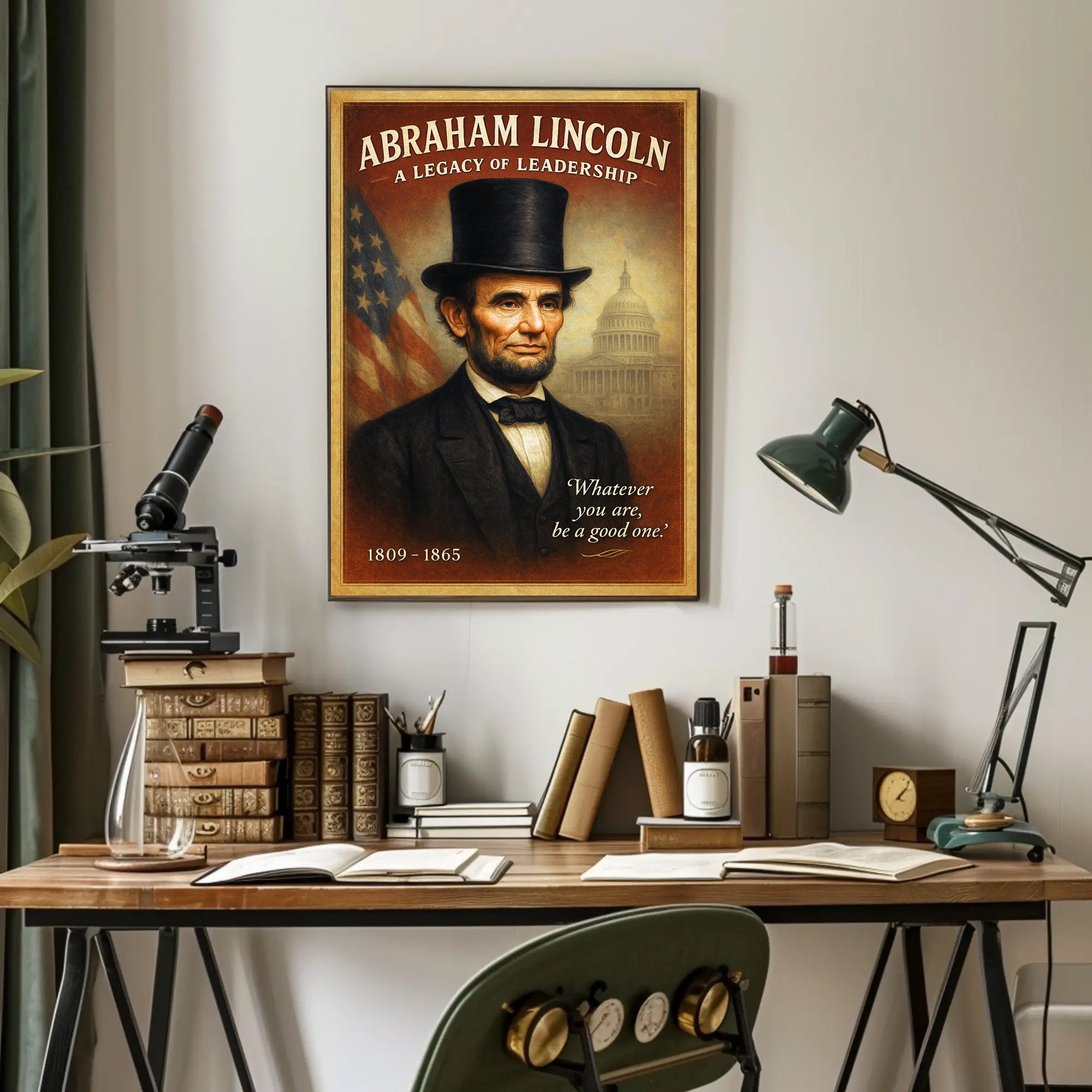 Abraham Lincoln A Legacy of Leadership Poster PosterGoat