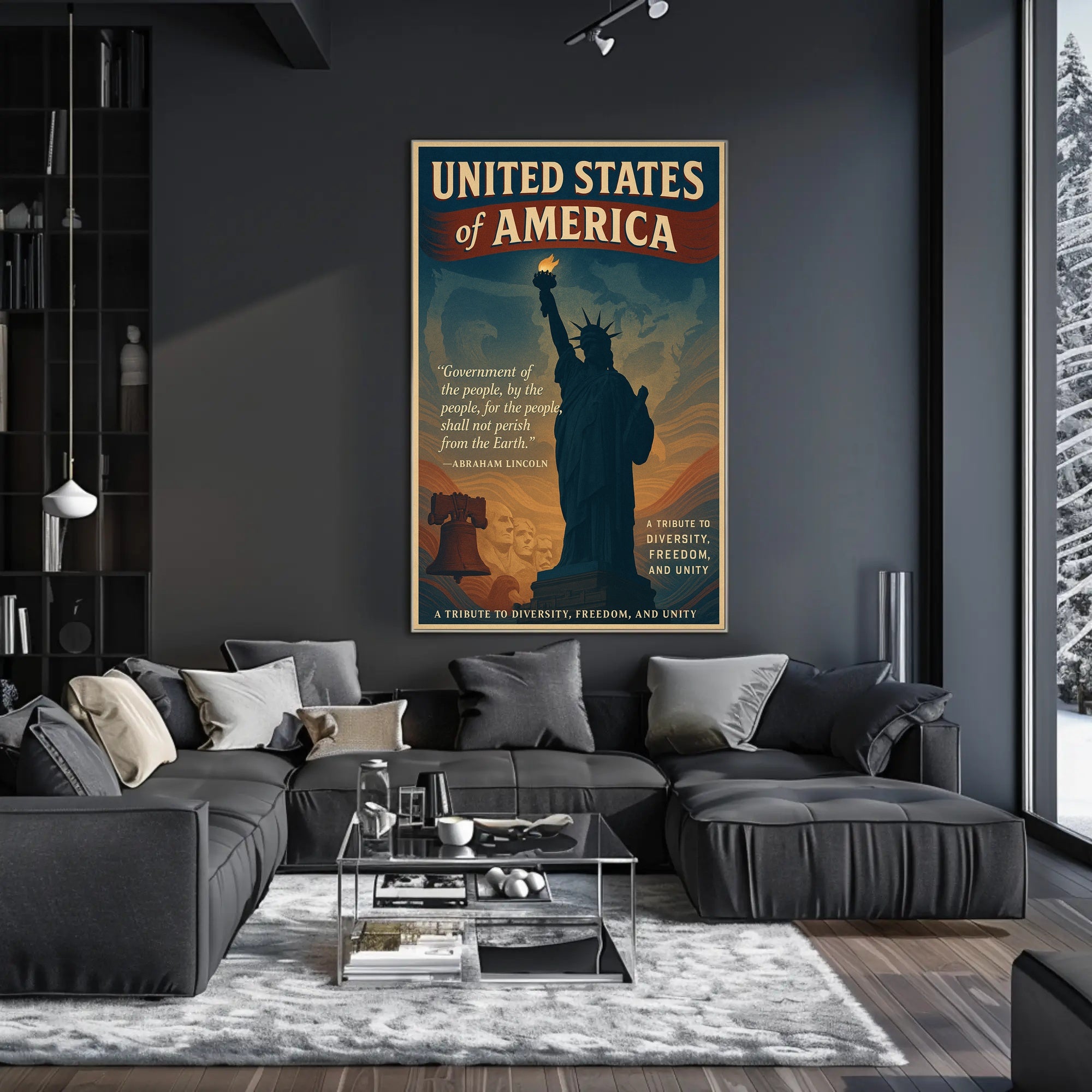 Abraham Lincoln A Tribute to Diversity, Freedom, and Unity Poster PosterGoat