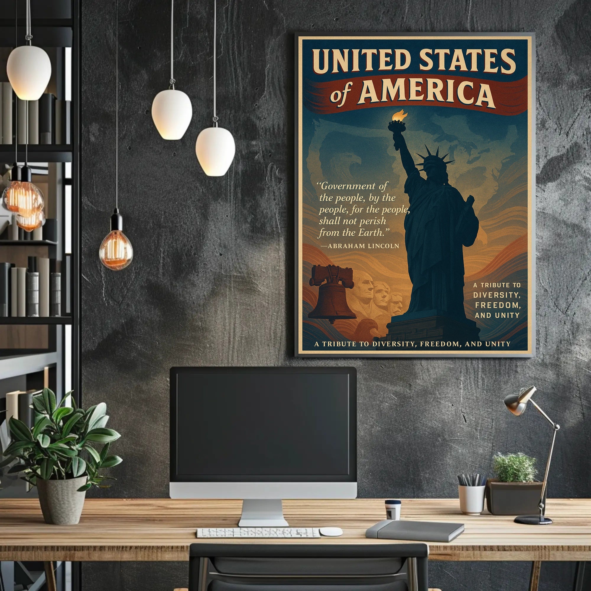 Abraham Lincoln A Tribute to Diversity, Freedom, and Unity Poster PosterGoat