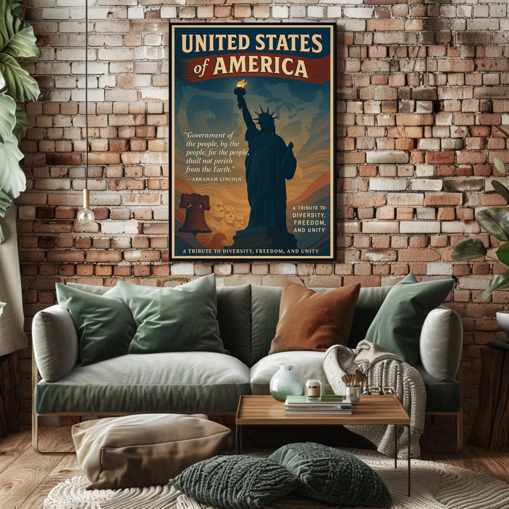 Abraham Lincoln A Tribute to Diversity, Freedom, and Unity Poster PosterGoat